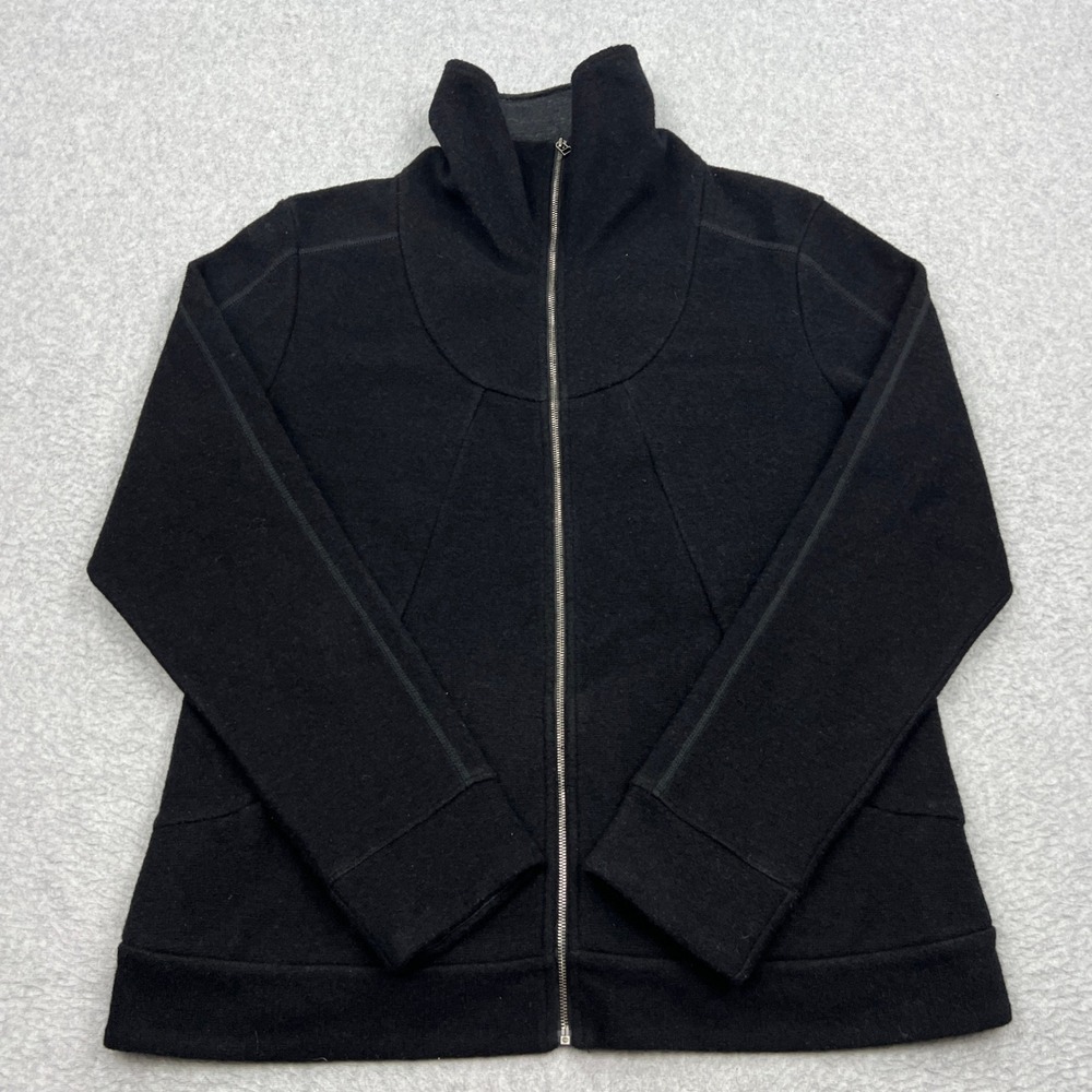 Ibex Alana Full Zip Jacket Womens XL Black Zque Merino Wool Blend Mock Neck USA